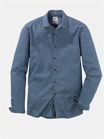 Olymp indigo blå denim skjorte i Smart Casual Body Fit 3570 84 96